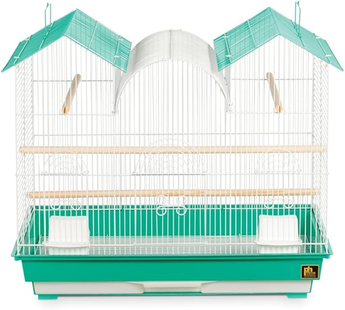 Prevue Hendryx SP1804TR-2 Triple Roof Bird Cage, Teal and White, 1/2"