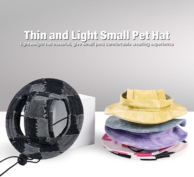 DENTRUN Cat Hats for Cats Only, Cat Cowboy Hats with Ear Holes Tiny Pets Birthday Party Costume, Cat Headwear Mini Cowboy Hat, Funny Sombrero Kitten Hat Chihuahua Beanie Cap Party Decorations