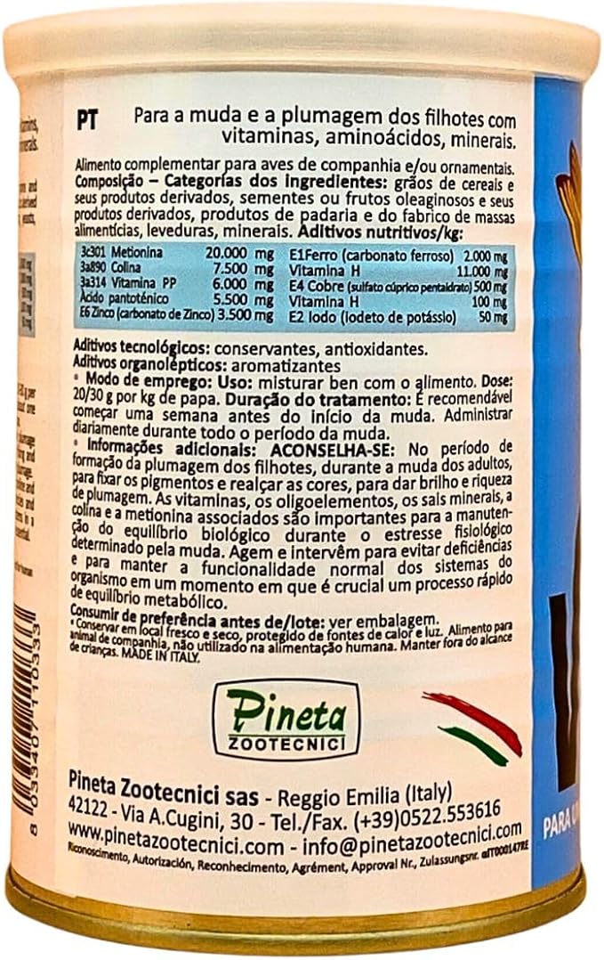Pineta VellBrill 40g Vitamins for Birds Molting – Complete Feather Regrowth Support with Immune Boost and Calcium for Chickens, Promotes Beautiful Plumage, Easy to Mix