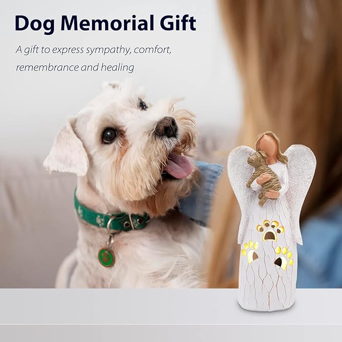 BEARAE Loss of Dog Sympathy Gift, Dog Memorial Gifts, Pet Loss Candle Holder Figurine Statue, Dogs Passing Away Remembrance Gifts, Puppy Angel Figurine Bereavement for Pet Owners