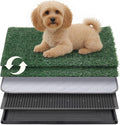 Dog Grass Pad with Tray, 16"x20" Grass Pad for Dogs Potty with 2pcs Artificial Grass, Indoor Dog Litter Box for Balcony Apartment, Realistic, Washable, Less Odor