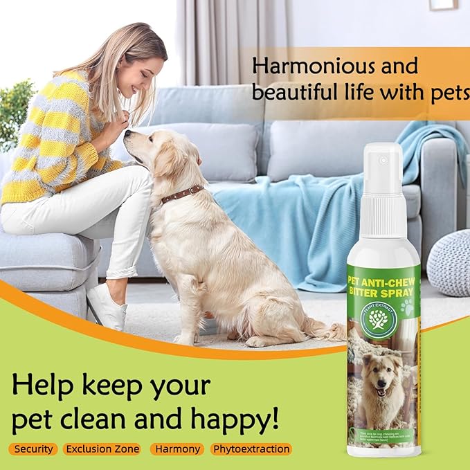 Bitter Apple Pet Bite Deterrent Spray, Effectively Prevents Chewing, Suitable for Both Cats and Dogs, Chew Deterrent Spray - 120ml/4.06 fl.oz