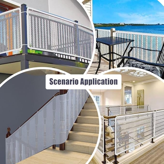 Banister Guard 10 ft L x 2.6 ft H Balcony Netting for Pets Stairs Railing Nylon Net Stairway Balcony Mesh Netting Banister Stair Net Balcony Safety Net Stair Guard for Indoor & Outdoor(Brown)