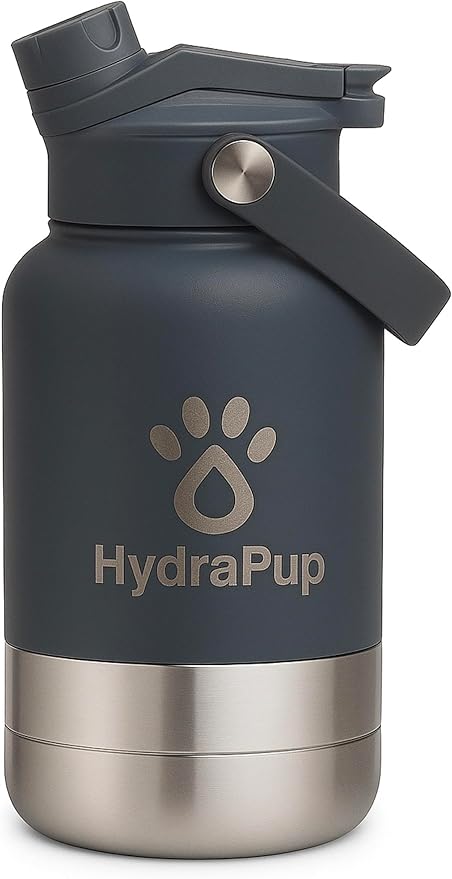 32oz Insulated Water Bottle with Dog Bowls – Human & Pet Shared Use, Stainless Steel Leakproof Travel Bottle(Slate Grey)