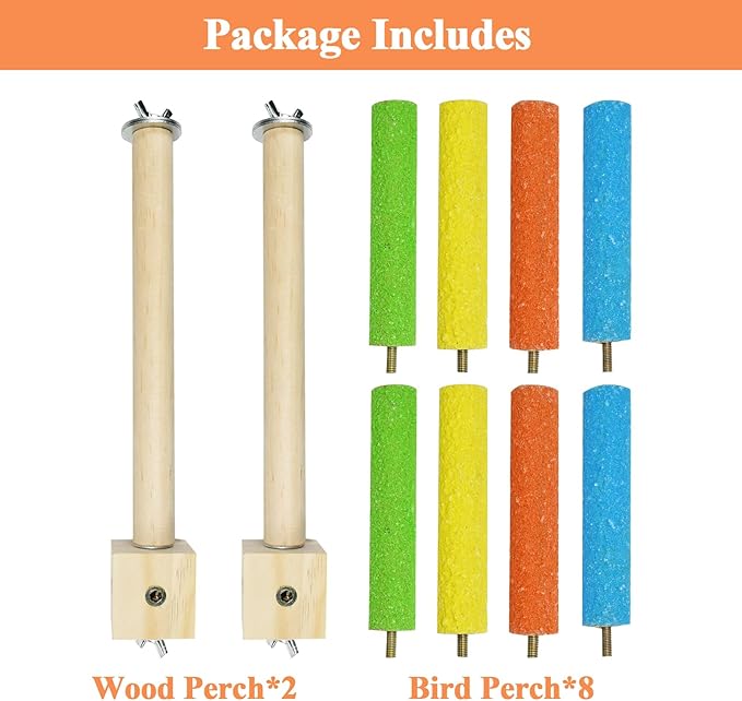 Bird Stand Perch Toy, Double Layer Spinning Parakeet Toys Exercise Wheel Cockatiel Toy for Cages Wooden Perchs for Small & Medium Birds Bird Cage Accessories for Parakeets Lovebirds Conures Budgies