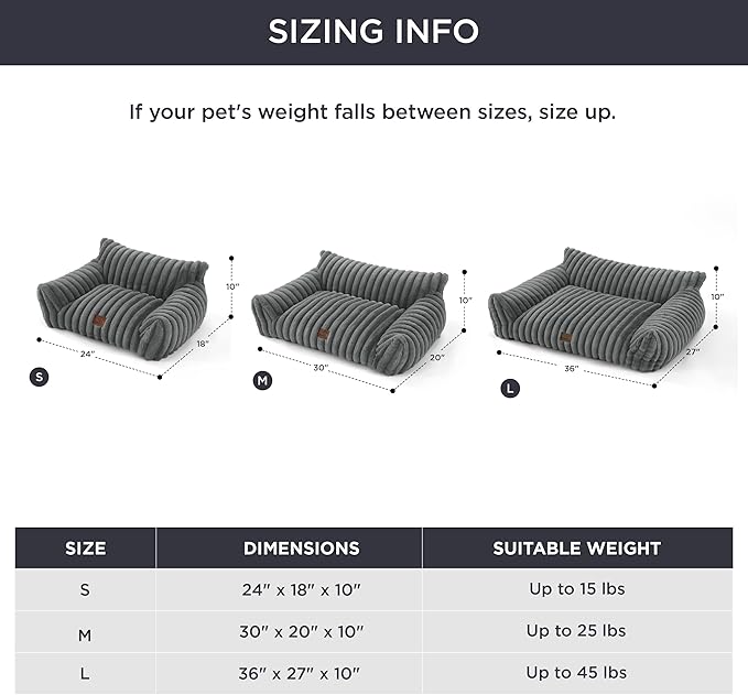 Bedsure ComfyFleece™ Cute Cat Couch for Pets - As Seen on TV on Good Day New York, Small Medium Dog Bed, Supportive Couch Bed for Small Dogs, 30 Inch, Warm Grey