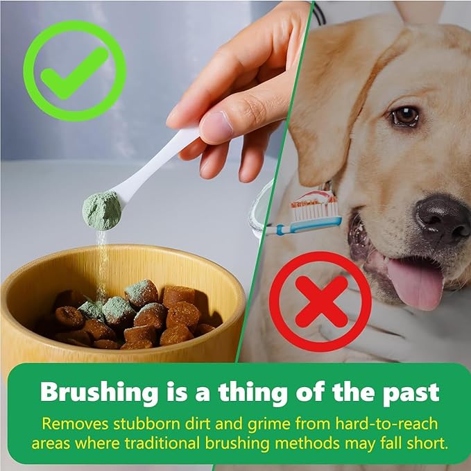 Dog Teeth Cleaning Powder 300g Package, Dog Dental Powder, Plaque Off for Dogs & Cats Breath Freshener for Bad Breath, Tartar Remover, Dental Care Supplies for Small, Medium, Pet Denta