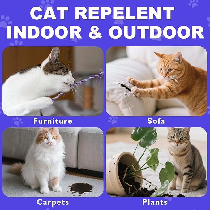 Cat Deterrent Spray丨Cat Repellent Spray for Indoor & Furniture, Anti-Scratch Deterrent for Furniture, Sofas, Rugs, Curtains, Plants,Pet-Safe Formula 4 FL.OZ