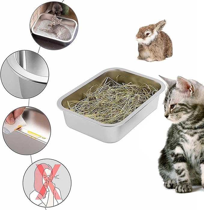 Stainless Steel Litter Box for Cat and Odor Control Stick Easy to
