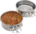 PINVNBY 2pcs Stainless Steel Bird Bowl Feeding Dish Cups for Parrot, Parakeet, African Greys, Conure, Cockatiels, Lovebird, Budgie, Chinchilla (L)