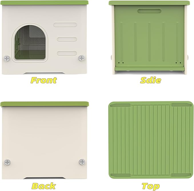 Stackable Cat House for Outdoor Indoor Use, Feral Cat Shelter Weatherproof Waterproof Elevated (Medium)