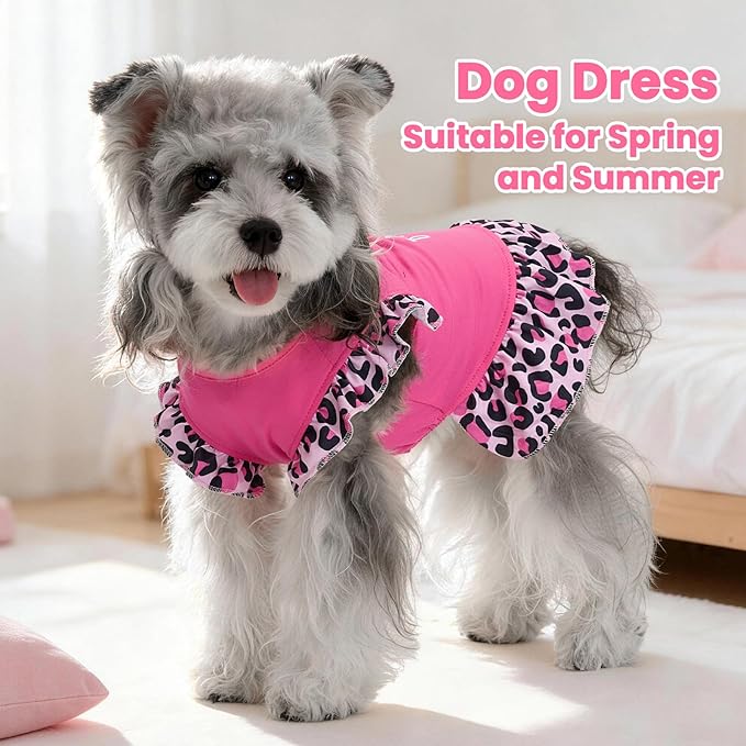 XPUDAC 4 Pack Cute Dog Dress for Small Dog, Floral Pet Clothes Sweet Girl Puppy Dress Colorful for Birthday Holiday Spring Summer Pet Outfits Skirt for Girls, XXS
