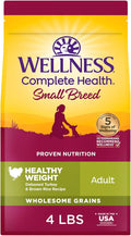 Wellness Complete Health Healthy Weight Small Breed Adult Dry Dog Food, Wholesome Grain Kibble, Natural, Turkey and Brown Rice Recipe, 4 lb Bag