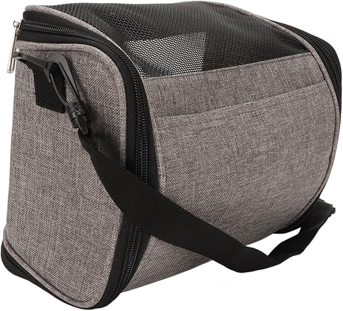 Transparent Bird Carrier Bag, Portable Lightweight Parrot Travel Cage with Ventilated Mesh and Rattan Weave for Cockatiels Parakeets Small Birds (Gray)