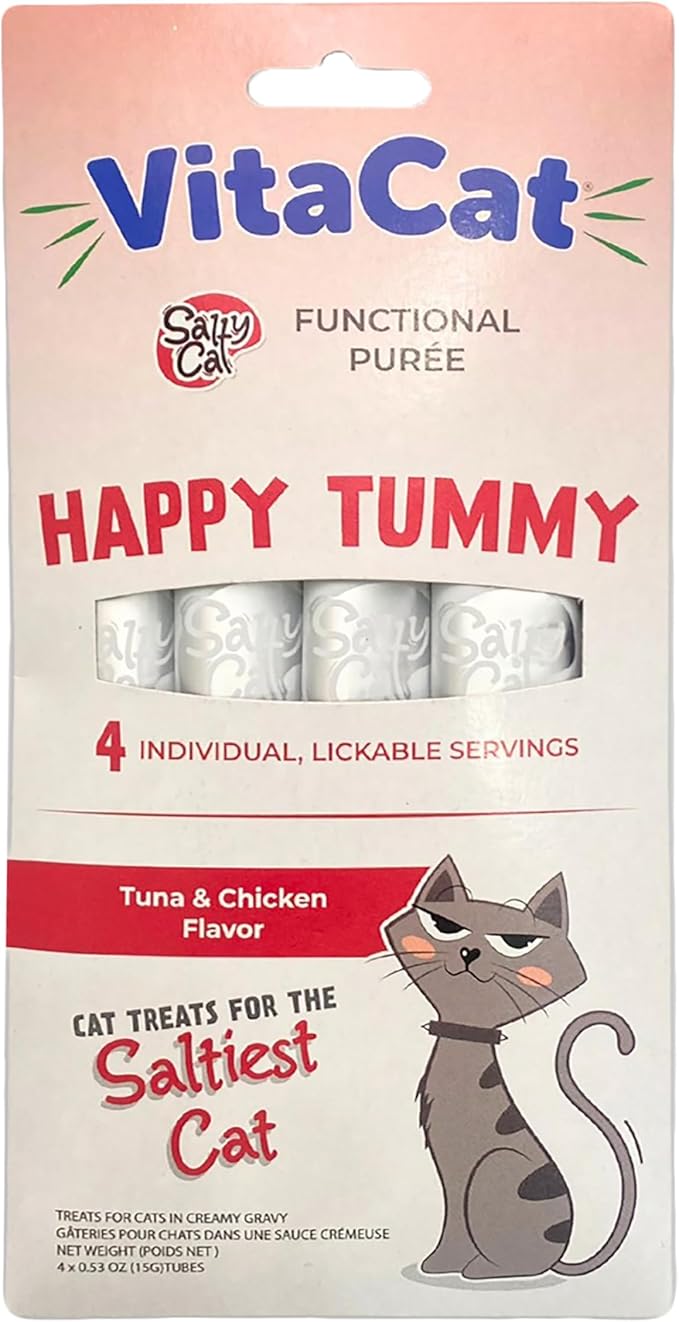 Salty Cat Happy Tummy Natural Tuna & Chicken Functional Tube Treats for Cats (12 Packs)
