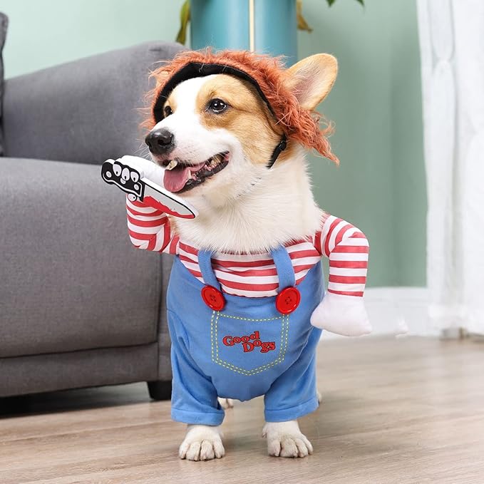 Pet Deadly Dog Costume, Cute Dog Cosplay Halloween Christmas Funny Pet Clothes Party Costume for Small Medium and Large Dogs (Large)