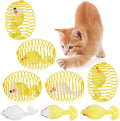 Jecery 5 Pcs Cat Spring Balls Toys Stretchable Rolling Balls Colorful Playful Coils Interactive Action Toy Caged Rats for Kitten Pet Supplies (Yellow Mouse,Yellow)