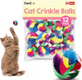 Cat Crinkle Balls 1.5 Inch | 12 Pack | Soft Lightweight Indoor Cat Toys with Durable Crinkle Build and Engaging Crinkle Sound