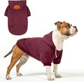 BEAUTYZOO Medium Dog Hoodie Sweater with Pockets, Dog Clothes for Small Medium Dogs Boy Girl, Waffle-Like Laminated Cotton Pet Coats with Hat and Leash Hole, Wine Red XL