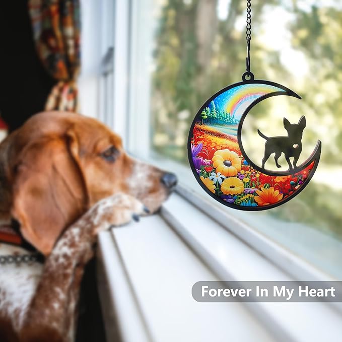 DIY Chihuahua Memorial Suncatcher with Sympathy Card,Loss of Dog Sympathy Gift, Chihuahua Gifts for Women, Xmas Dog Decor Ornament (5-Chihuahua)