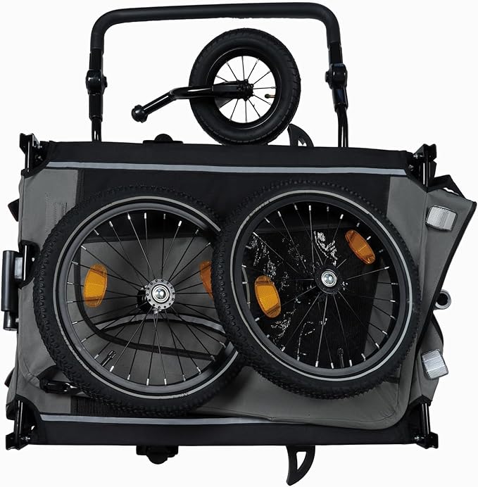 Extra Large Dog Bike Trailer, 2-in-1 Convertible Pet Stroller Cart Bicycle Carrier with Swivel Wheels & Universal Hitch, Foldable Pet/Cargo Carrier for Bicycles Camping Hiking