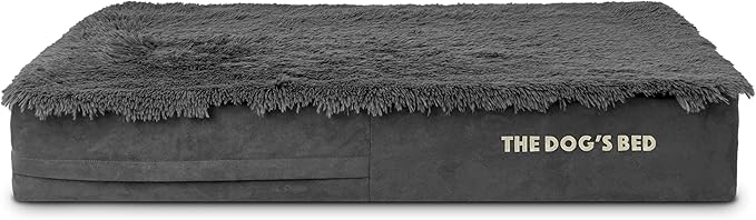 The Dog’s Bed Orthopedic Memory Foam Dog Bed Mattress, Fur Fabric, Grey Fur, Large, 6-Inch