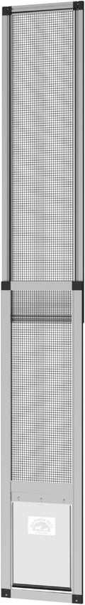 Hakuna Pets V2 Patio Pet Door Screen Insert Panel for Sliding Doors, Fits Door Track Min Ht 59.05" to Max Ht 84.25", UV Resistant Mesh, Magnetic Dog Door, Easy Install and Removal, Medium, Silver