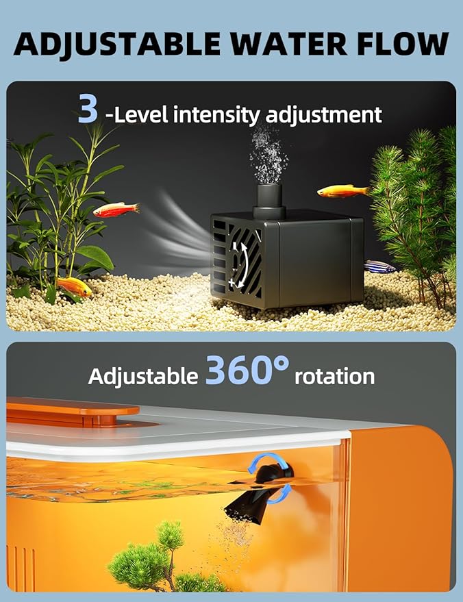 2.5 Gallon Fish Tank Small Aquarium Starter Kit with Hidden Filtration, 3 Color Light, Self Cleaning Nano Tank for Betta, Shrimp, Guppy, Angelfish
