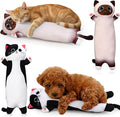 2 Pcs Large Kitty Shaped Pillows for Dogs and Cats Pet Plush Gifts Long Body Stuffed Animal Sleeping Pillows for Medium Large Sized(Cute,Brown,White)