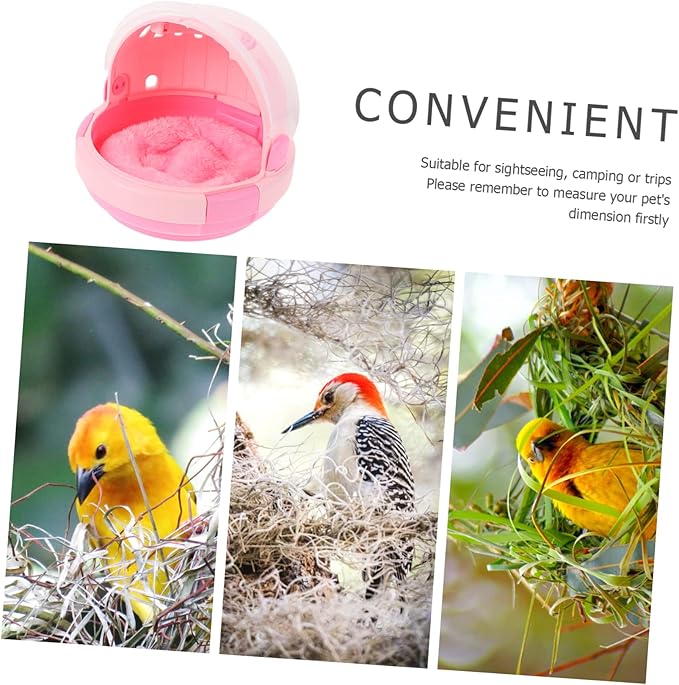 Mikikit Pink Bird Carrier Cage Nest Warmer for Birds Travel-Friendly Portable Cage