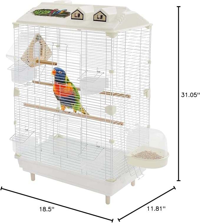 30.31 inch Flight Bird Cage Portable Small Bird Carrier Travel Bird Cage for Conure Sun Parakeet Green Cheek Conure Lovebird Budgie Finch Canary Travel Birdcage with Handle and Perches