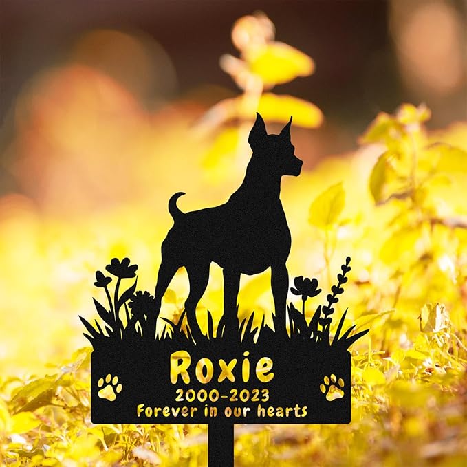 Custom Dog Doberman Pinscher Memorial Grave Marker Outdoor, Personalized Doberman Pinscher Dog Memorial Garden Stake, Customized Pet Dog Grave Marker Headstone Memorial Stake