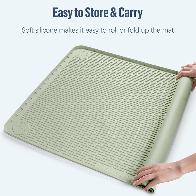 Pee Pad Holder for Dogs, 57" x 40" Silicone Pee Tray Mat Leak-Proof, High Edge, No Spill Pet Pad Holder for Puppy, Cat, Rabbit, Training Pads for Floor Protection, No Pee Pads (Green)