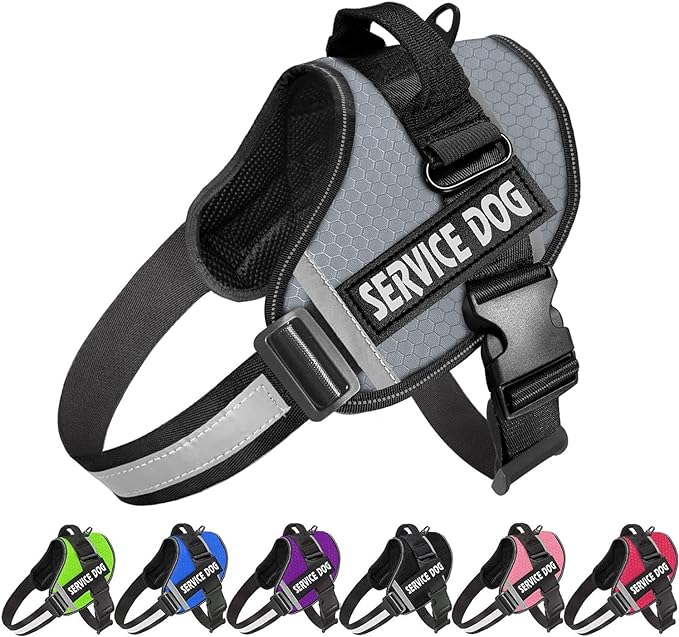 JSXD Dog Harness,No-Pull Service Dog Harness with Handle Adjustable Outdoor Pet Dog Vest 4M Reflective Nylon Material Vest for Breeds,Easy Control for Small Medium Large Dogs