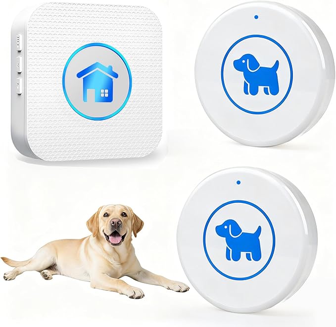 Dog Door Bell, Wireless Dog Doorbells for Potty Training – Dog Bells to Go Outside, 1000Feet Range, Waterproof Button, 55 Melodies & 5 Notification Modes (2 Button White)