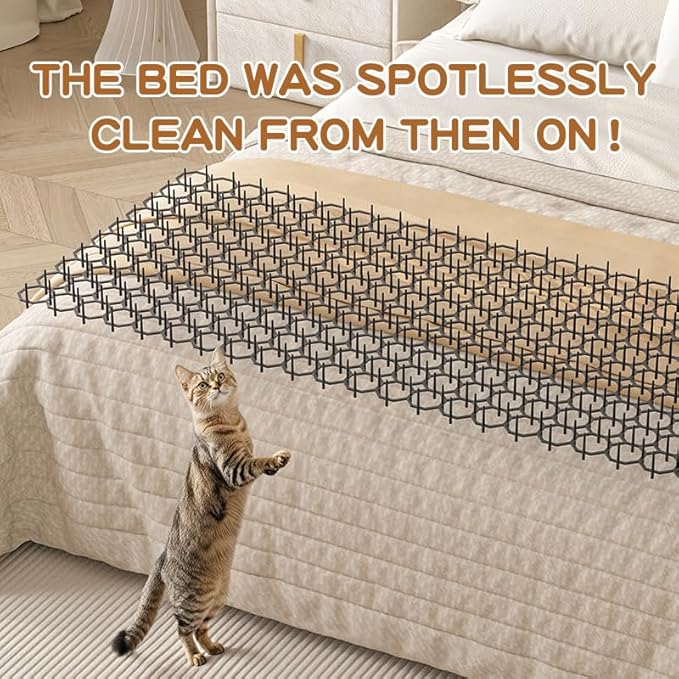 Anti-Cat Spike Mat, Pet Training Deterrent Mat for Furniture Protection, Black Plastic Grid, Indoor Couch Bed Sofa Defense System 16.14 * 13.8 inches 10-Pack