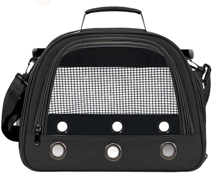 Bird Traval Carrier Cage, Bird Carrier with Seat Belt, Multifunctional Small Animal Backpack, Pet Transparent Breathable Carriers for Small Birds Parrots (Black)