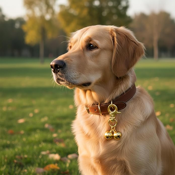 2Pcs Gold Bells for Dog Collars, Extra Loud Collar Bell, Cat Bell for Pet Collar, Training Collar Charm with Heavy Duty Snap Clips, Pet Pendant Accessories for Pet Tracking Anti Lost Training