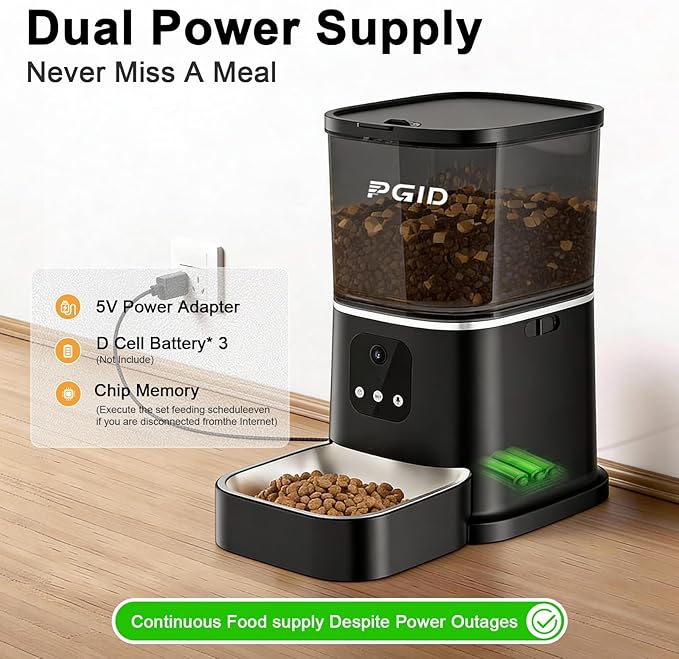 Automatic Cat Feeder, 2.4G WiFi Automatic Dog Food Dispenser,Auto Dog Feeder with APP Control, 5L Timed Auto Cats Food Dispenser w 2-Way Audio for Multiple Pe