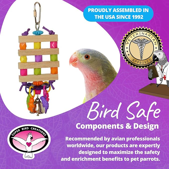 Super Bird Creations SB891 Balsa Bling Bird Toy, Small Bird Size, 7" x 2.5"