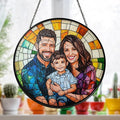 Custom Family Portrait Glass Catcher, Custom Portrait Stained Glass Catcher for Window Hanging, Gift for Dad, Personalized Family Portraits Stained Glasss Catchers, Memorial Gifts /16
