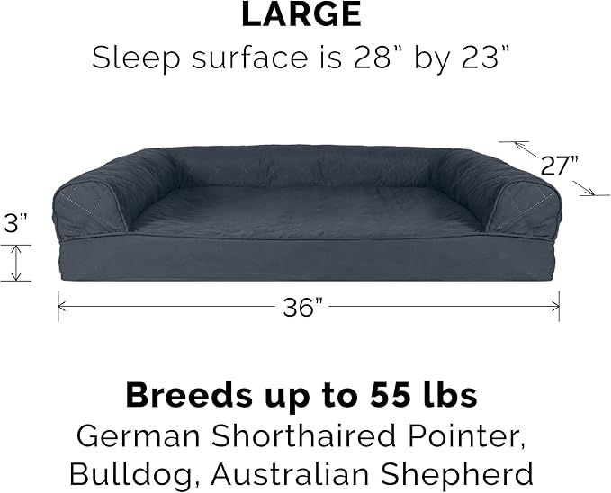 Furhaven Replacement Dog Bed Cover Quilted Sofa-Style, Machine Washable - Iron Gray, Large