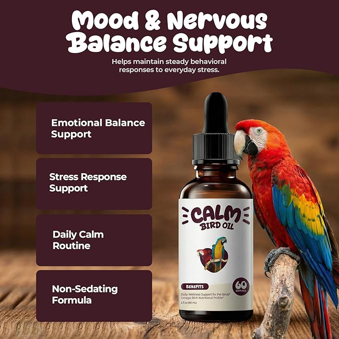 Bird Calming Drops – Liquid Calming Supplement for Parrots & Pet Birds, Supports Relaxation, Emotional Balance & Stressful Situations