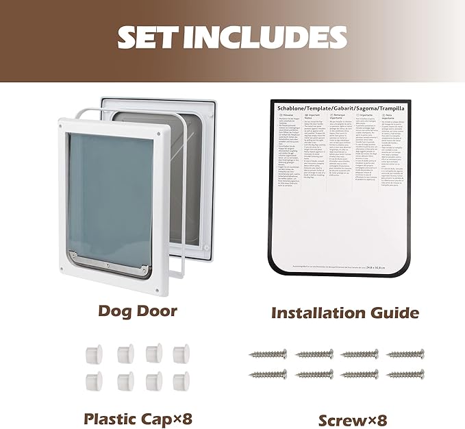Pet Flap Door for Dogs 2 Ways Locking Wall Entry Pet Door with Transparent Flap (Small)