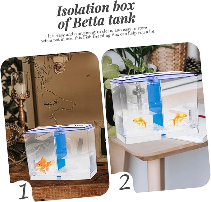 Fish Breeding Box Acrylic Isolation Hatchery Tank for Tropical Fish Guppies and Betta Fry Room Design with Removable Divider Easy to Clean and Install