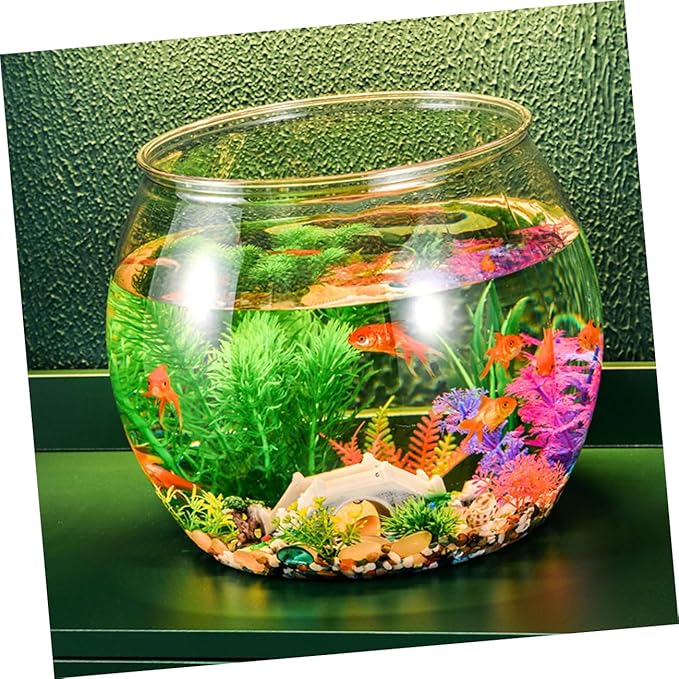 Transparent Small Plastic Fish Tank Aquarium Container for Betta Fish and Small Turtles Easy to Clean Portable Desktop Decor for