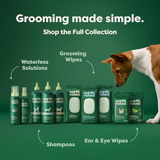 Earth Rated Dog Detangler Shampoo & Conditioner, Hypoallergenic 3-in-1 for Dogs & Puppies, Deodorizing, 98.5% Natural Origin Ingredients, for Doodles & Poodles, 16 oz