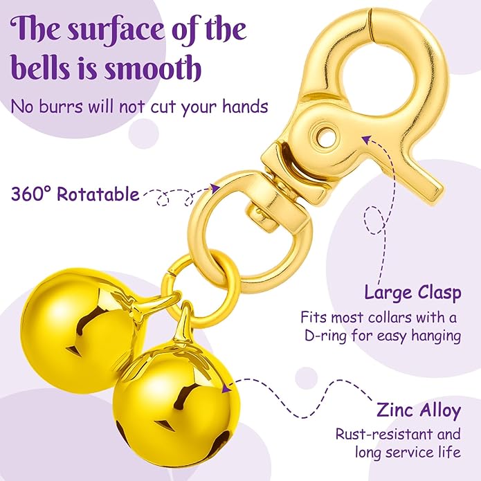 24 Pack Cat Dog Collar Bells, Pet Small Bells with Clasps Bell for Cat Collar Dog Collar Charms - Pet Pendant Accessories Colourful Christmas Gift
