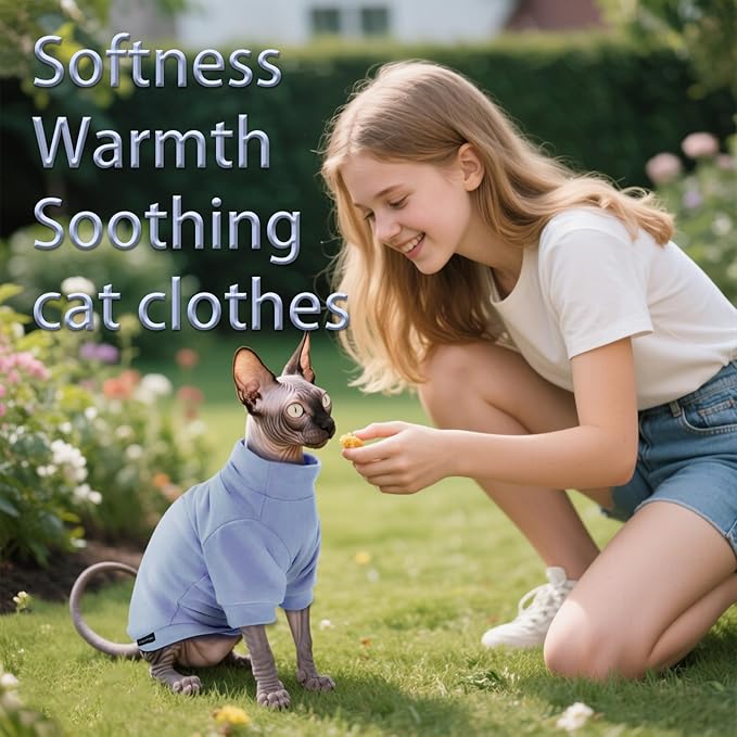 Fleece Sphynx Cat Clothes Soft Hairless Cat Clothes Pullover Cat Sweater for Chihuahua All Season Light and Warm Kitten Cloth for Cats Only Puppy Clothes Small Dog Sweater (Purple, Medium)