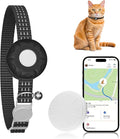 Cat Tracker, Waterproof Pet Tracker for Cats, Cat GPS Tracker Collar with Safety Elastic Buckle, Compatible with Apple Find My App (Only iOS), No Monthly Fee, Black